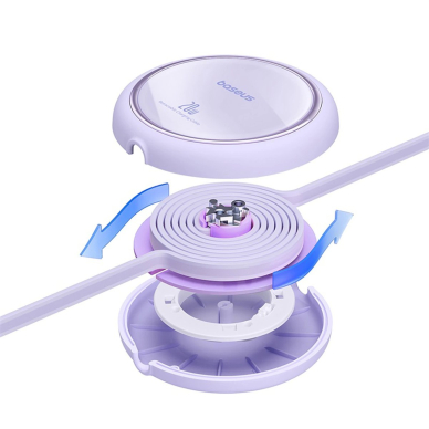Baseus Free2Pull ištraukiamas USB-C / Lightning kabelis 20W 1 m – violetinis 3