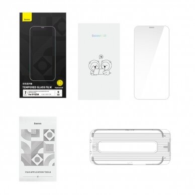 Ekrano apsauga Baseus Full Screen Tempered Glass 0.4mm + Mounting Kit iPhone 11 / XR  10