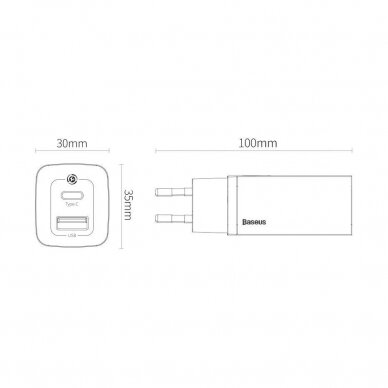 Baseus GaN2 Lite Greitas Buitinis Įkroviklis 65W USB / USB Typ C Greitas Įkrovimas 3.0 (galio nitridas) Baltas (CCGAN2L-B02) UGLX912 11
