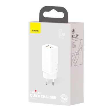 Baseus GaN2 Lite Greitas Buitinis Įkroviklis 65W USB / USB Typ C Greitas Įkrovimas 3.0 (galio nitridas) Baltas (CCGAN2L-B02) UGLX912 4 Baseus GaN2 Lite Greitas Buitinis Įkroviklis 65W USB / USB Typ C Greitas Įkrovimas 3.0 (galio nitridas) Baltas (CCGAN2L-B02) UGLX912 4