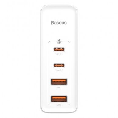 Baseus GaN2 Pro Greitas Buitinis Įkroviklis 100W USB / USB Typ C Greitas Įkrovimas 4+ Baltas (CCGAN2P-L02) 1