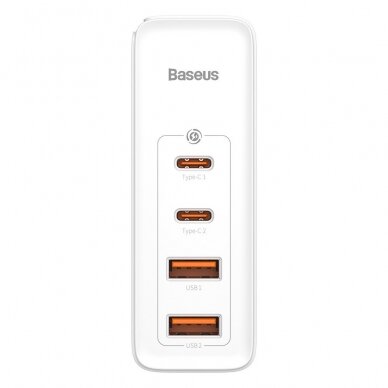 Baseus GaN2 Pro Greitas Buitinis Įkroviklis 100W USB / USB Typ C Greitas Įkrovimas 4+ Baltas (CCGAN2P-L02) 1