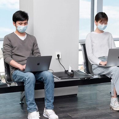 Įkrovimo stotelė Baseus GaN3 Pro 65 W EU + 2 × USB-C + 2 × USB-A su Baseus Xiaobai USB-C 100 W 1 m kabeliu – juoda 7 Įkrovimo stotelė Baseus GaN3 Pro 65 W EU + 2 × USB-C + 2 × USB-A su Baseus Xiaobai USB-C 100 W 1 m kabeliu – juoda 7