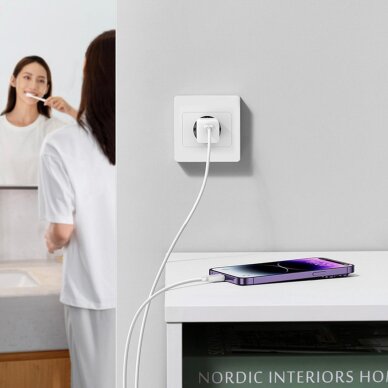 Sieninis įkroviklis Baseus GaN5 30 W USB-C Mini – baltas 9