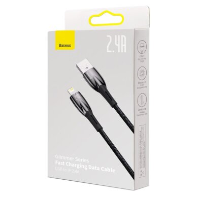 Krovimo kabelis Baseus Glimmer Series USB-A – Lightning 480 Mb/s 2.4 A 2 m – juodas 4 Krovimo kabelis Baseus Glimmer Series USB-A – Lightning 480 Mb/s 2.4 A 2 m – juodas 4