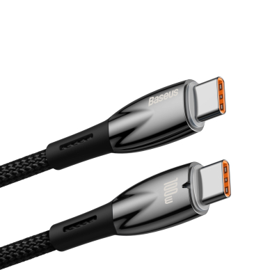 Baseus Glimmer Series cable with fast charging USB-C 480Mb/s PD 100W 2m Juodas 1 Baseus Glimmer Series cable with fast charging USB-C 480Mb/s PD 100W 2m Juodas 1