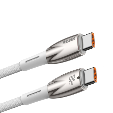 Baseus Glimmer Series cable with fast charging USB-C 480Mb/s PD 100W 2m white 1 Baseus Glimmer Series cable with fast charging USB-C 480Mb/s PD 100W 2m white 1