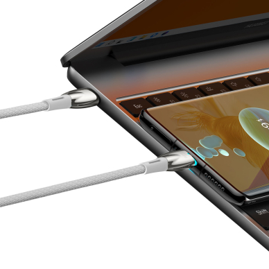 Baseus Glimmer Series cable with fast charging USB-C 480Mb/s PD 100W 2m white 3 Baseus Glimmer Series cable with fast charging USB-C 480Mb/s PD 100W 2m white 3