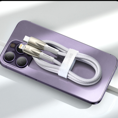 Baseus Glimmer Series fast charging cable USB-A - USB-C 100W 480Mbps 1m white 15 Baseus Glimmer Series fast charging cable USB-A - USB-C 100W 480Mbps 1m white 15