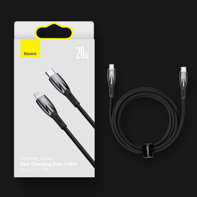 Baseus Glimmer Series fast charging cable USB-A - USB-C 100W 480Mbps 1m white 16 Baseus Glimmer Series fast charging cable USB-A - USB-C 100W 480Mbps 1m white 16
