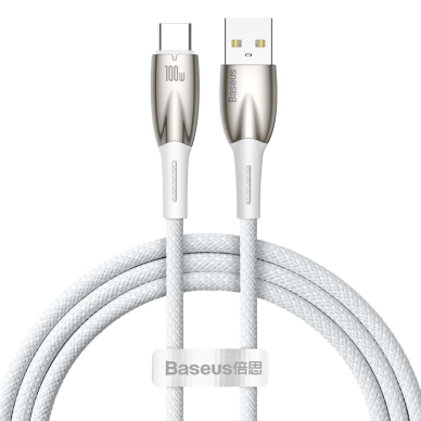 Baseus Glimmer Series fast charging cable USB-A - USB-C 100W 480Mbps 1m white Baseus Glimmer Series fast charging cable USB-A - USB-C 100W 480Mbps 1m white