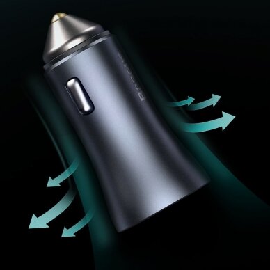 Baseus Golden Contactor Pro Dviejų Jungčių Greitas Automobilinis Įkroviklis U+C 40W Tamsiai Pilkas 15 Baseus Golden Contactor Pro Dviejų Jungčių Greitas Automobilinis Įkroviklis U+C 40W Tamsiai Pilkas 15