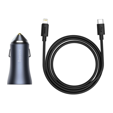 Baseus Golden Contactor Pro quick car charger USB Type C / USB 40 W Power Delivery 3.0 Quick Charge 4+ SCP FCP AFC + USB Typ C - Lightning cable gray (TZCCJD-B0G) 1 Baseus Golden Contactor Pro quick car charger USB Type C / USB 40 W Power Delivery 3.0 Quick Charge 4+ SCP FCP AFC + USB Typ C - Lightning cable gray (TZCCJD-B0G) 1