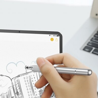 Baseus Golden Cudgel Double-Sided Capacitive Stylus With Precision Disc And Gel Pen Silver (Acpcl-0S) 6 Baseus Golden Cudgel Double-Sided Capacitive Stylus With Precision Disc And Gel Pen Silver (Acpcl-0S) 6