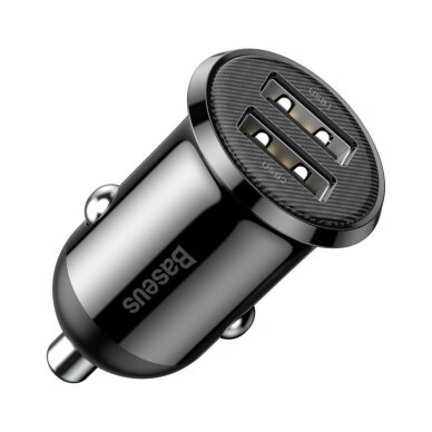 Automobilinis įkroviklis Baseus Grain Pro 2× USB 4.8 A (CCALLP-01) – juodas