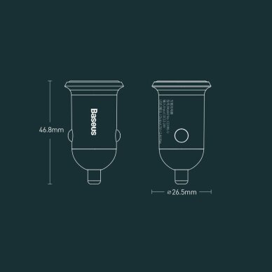 Automobilinis įkroviklis Baseus Grain Pro 2× USB 4.8 A (CCALLP-01) – juodas 14 Automobilinis įkroviklis Baseus Grain Pro 2× USB 4.8 A (CCALLP-01) – juodas 14