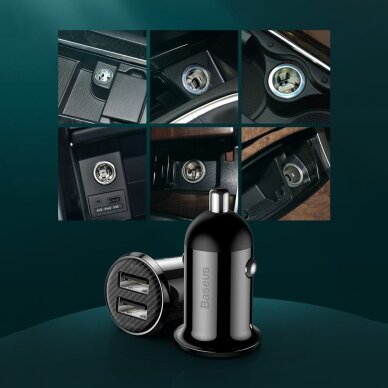 Automobilinis įkroviklis Baseus Grain Pro 2× USB 4.8 A (CCALLP-01) – juodas 15
