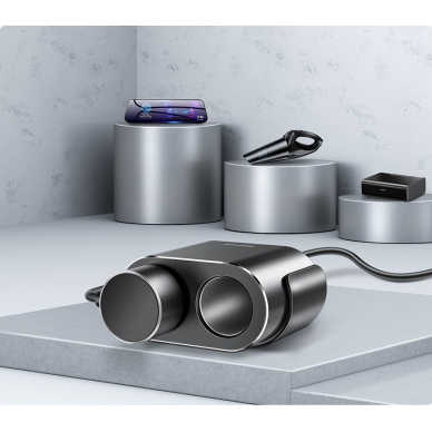 Automobilinis Įkroviklis Baseus High Efficiency One To Two Cigarette Lighter(Dual-Cigarette Lighter 80W +Dual Usb 3.1A) Juodas (Crdyq-01) 12 Automobilinis Įkroviklis Baseus High Efficiency One To Two Cigarette Lighter(Dual-Cigarette Lighter 80W +Dual Usb 3.1A) Juodas (Crdyq-01) 12