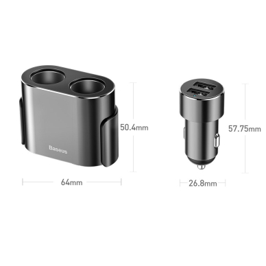 Automobilinis Įkroviklis Baseus High Efficiency One To Two Cigarette Lighter(Dual-Cigarette Lighter 80W +Dual Usb 3.1A) Juodas (Crdyq-01) 17 Automobilinis Įkroviklis Baseus High Efficiency One To Two Cigarette Lighter(Dual-Cigarette Lighter 80W +Dual Usb 3.1A) Juodas (Crdyq-01) 17