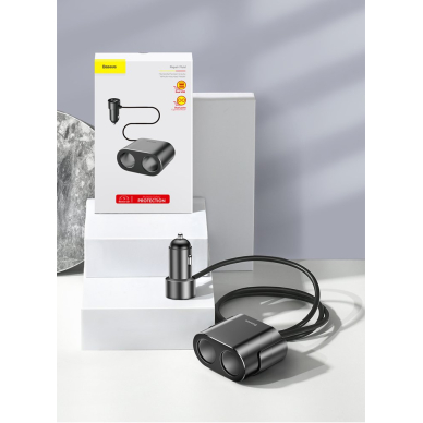 Automobilinis Įkroviklis Baseus High Efficiency One To Two Cigarette Lighter(Dual-Cigarette Lighter 80W +Dual Usb 3.1A) Juodas (Crdyq-01) 18 Automobilinis Įkroviklis Baseus High Efficiency One To Two Cigarette Lighter(Dual-Cigarette Lighter 80W +Dual Usb 3.1A) Juodas (Crdyq-01) 18