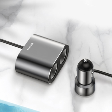 Automobilinis Įkroviklis Baseus High Efficiency One To Two Cigarette Lighter(Dual-Cigarette Lighter 80W +Dual Usb 3.1A) Juodas (Crdyq-01) 8 Automobilinis Įkroviklis Baseus High Efficiency One To Two Cigarette Lighter(Dual-Cigarette Lighter 80W +Dual Usb 3.1A) Juodas (Crdyq-01) 8