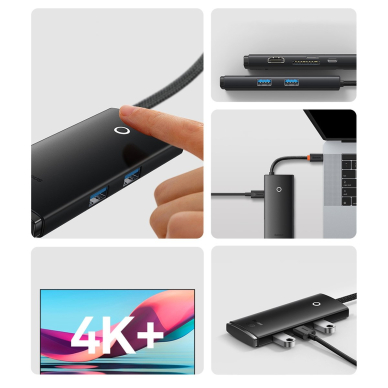 Baseus Lite Series multifunctional HUB USB Type C - 2 x USB 3.0 / USB Type C PD / HDMI 1,4 / SD / TF black (WKQX050101) 12