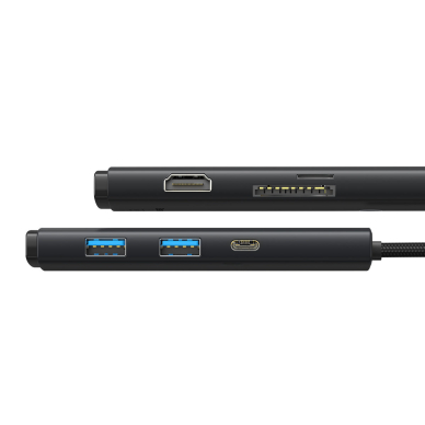 Baseus Lite Series multifunctional HUB USB Type C - 2 x USB 3.0 / USB Type C PD / HDMI 1,4 / SD / TF black (WKQX050101) 2
