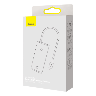 Baseus Lite Series multifunctional HUB USB Type C - 2 x USB 3.0 / USB Type C PD / HDMI 1,4 / SD / TF black (WKQX050101) 4