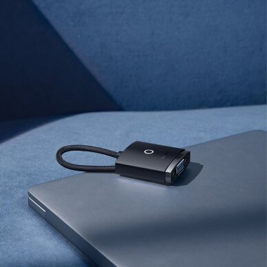 Akcija! Baseus Lite Series plug adapter HDMI to VGA + mini jack 3.5mm / micro USB power supply Juodas (WKQX010101)  19