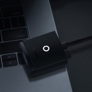 Akcija! Baseus Lite Series plug adapter HDMI to VGA + mini jack 3.5mm / micro USB power supply Juodas (WKQX010101)  21