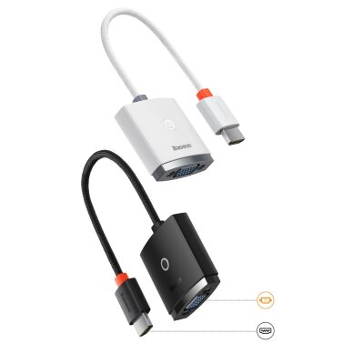 Akcija! Baseus Lite Series plug adapter HDMI to VGA + mini jack 3.5mm / micro USB power supply Juodas (WKQX010101)  23
