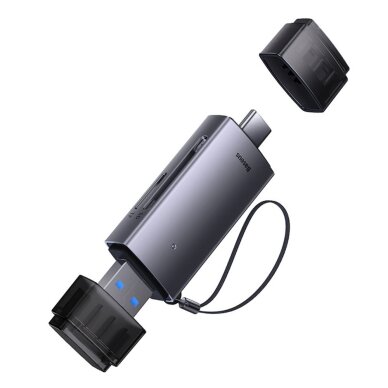 Kortelių skaitytuvas Baseus Lite Series USB-A / USB-C 3.0 SD / TF – pilkas 2 Kortelių skaitytuvas Baseus Lite Series USB-A / USB-C 3.0 SD / TF – pilkas 2