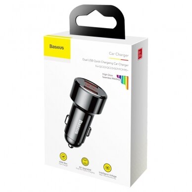Automobilinis įkroviklis Baseus Magic Series Dual Qc Car Charger With Digital Display 2X Usb Qc3.0 45W 6A Juodas 17 Automobilinis įkroviklis Baseus Magic Series Dual Qc Car Charger With Digital Display 2X Usb Qc3.0 45W 6A Juodas 17