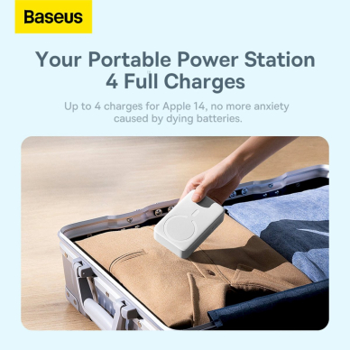 Baseus Magnetic Mini 20000 mAh 20W išorinė baterija – baltas + USB-C / USB-C kabelis 10