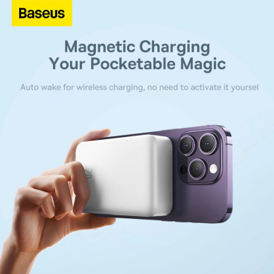 Baseus Magnetic Mini 20000 mAh 20W išorinė baterija – baltas + USB-C / USB-C kabelis 13