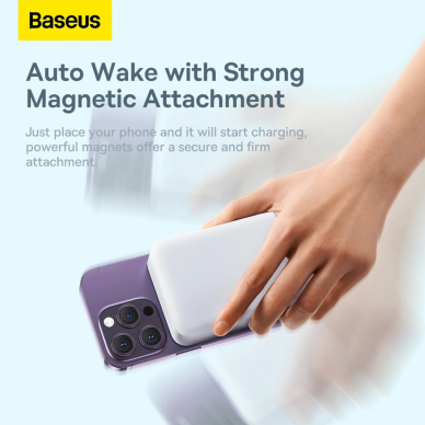 Baseus Magnetic Mini 20000 mAh 20W išorinė baterija – baltas + USB-C / USB-C kabelis 14