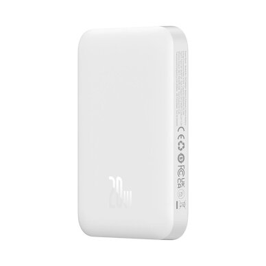 Išorinė baterija Baseus Magnetic Mini Air PPCXM06A 6000 mAh 20 W su Simple Series USB-C kabeliu – balta 3
