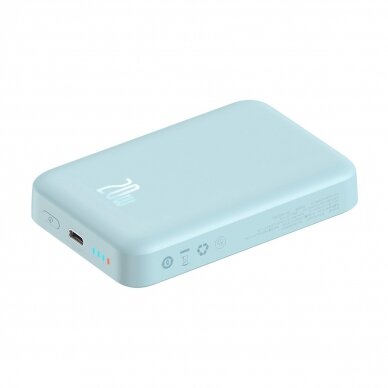 Baseus Magnetic Mini induction power bank 10000mAh 20W - blue + USB-C - USB-C Kabelis 2