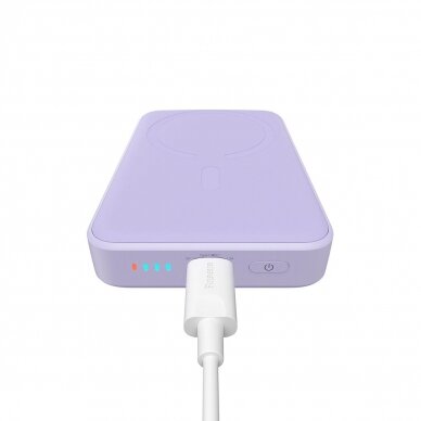 Baseus Magnetic Mini Induction Powerbank 10000mAh 20W - violetinis + USB-C - USB-C Kabelis 3