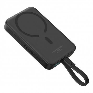 Baseus Magnetic Mini MagSafe 10000mAh 30W powerbankbuilt-in USB-C Kabelis - Juodas + Baseus Simple Series USB-C - USB-C 60W 0.3m Kabelis