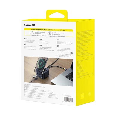 USB-C hubas Baseus MagPro Series II 7-in-1 su MagSafe įkrovikliu 15 W + HDMI + USB-A + USB-C + SD/TF – juodas 10 USB-C hubas Baseus MagPro Series II 7-in-1 su MagSafe įkrovikliu 15 W + HDMI + USB-A + USB-C + SD/TF – juodas 10