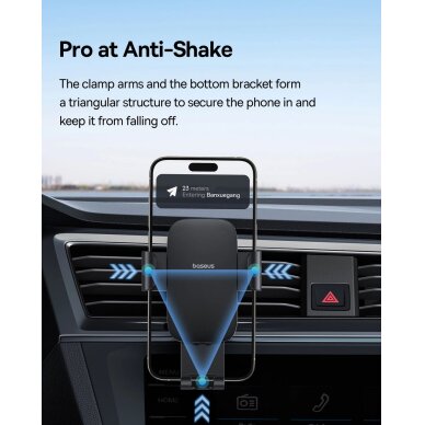 Automobilinis telefono laikiklis Baseus Metal Age 3 Gravity ventiliacijos angai – juodas 3