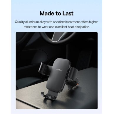 Automobilinis telefono laikiklis Baseus Metal Age 3 Gravity ventiliacijos angai – juodas 4