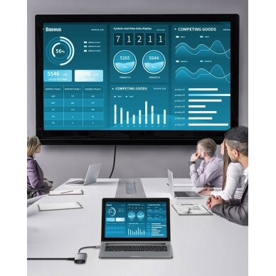 Baseus Metal Gleam 6in1 Multifunkcinis Šakotuvas HUB USB Type C - USB Type C 100 W / HDMI 4K 30 Hz / 3x USB 3.2 Gen 1 / RJ45 1 Gbps (CAHUB-CW0G) UGLX912 12