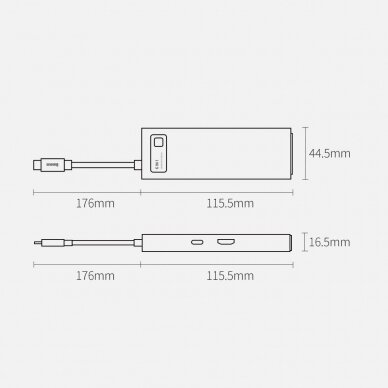 Baseus Metal Gleam 6in1 Multifunkcinis Šakotuvas HUB USB Type C - USB Type C 100 W / HDMI 4K 30 Hz / 3x USB 3.2 Gen 1 / RJ45 1 Gbps (CAHUB-CW0G) UGLX912 22