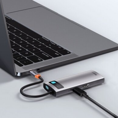 Baseus Metal Gleam Series 5-in-1 Multifunkcinis Šakotuvas HUB USB Type C - USB Type C 100 W / HDMI 4K 30 Hz / 3x USB 3.2 Gen 1 (CAHUB-CX0G) 10