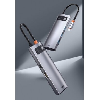 Baseus Metal Gleam Series 5-in-1 Multifunkcinis Šakotuvas HUB USB Type C - USB Type C 100 W / HDMI 4K 30 Hz / 3x USB 3.2 Gen 1 (CAHUB-CX0G) 11