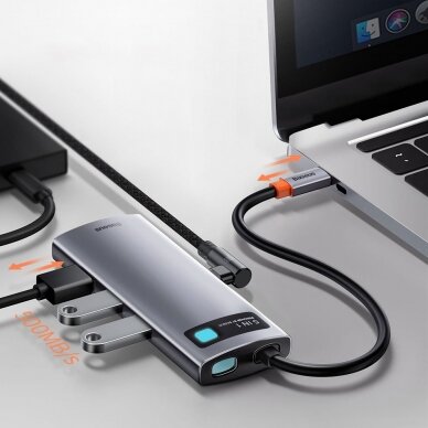 Baseus Metal Gleam Series 5-in-1 Multifunkcinis Šakotuvas HUB USB Type C - USB Type C 100 W / HDMI 4K 30 Hz / 3x USB 3.2 Gen 1 (CAHUB-CX0G) 15