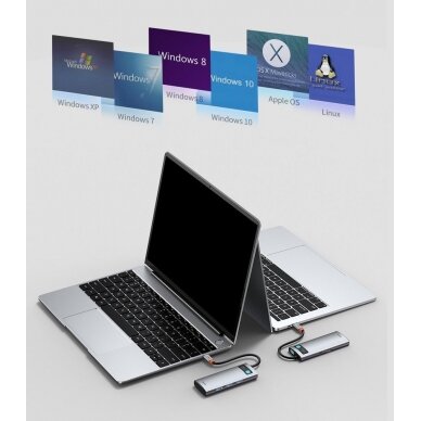 Baseus Metal Gleam Series 5-in-1 Multifunkcinis Šakotuvas HUB USB Type C - USB Type C 100 W / HDMI 4K 30 Hz / 3x USB 3.2 Gen 1 (CAHUB-CX0G) 19