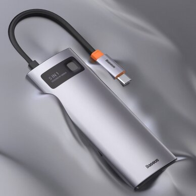 Baseus Metal Gleam Series 5-in-1 Multifunkcinis Šakotuvas HUB USB Type C - USB Type C 100 W / HDMI 4K 30 Hz / 3x USB 3.2 Gen 1 (CAHUB-CX0G) 21